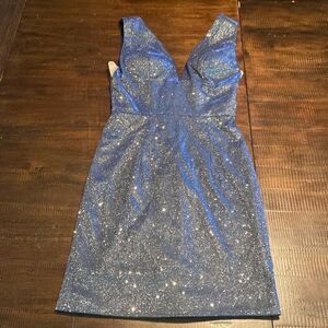 Ed Young Sparkly Formal Party Dress Homecoming Size XS silver and blue